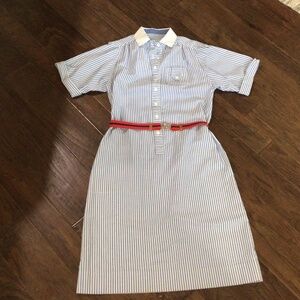 Vintage Schrader sport blue and white striped dress. Size medium